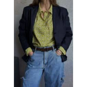 Women's United Colors of Benetton Yellow White Floral Button Down Shirt M